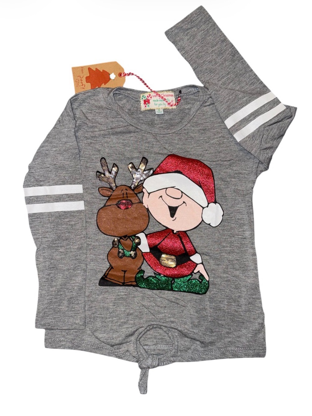 Christmas elf and reindeer top girls